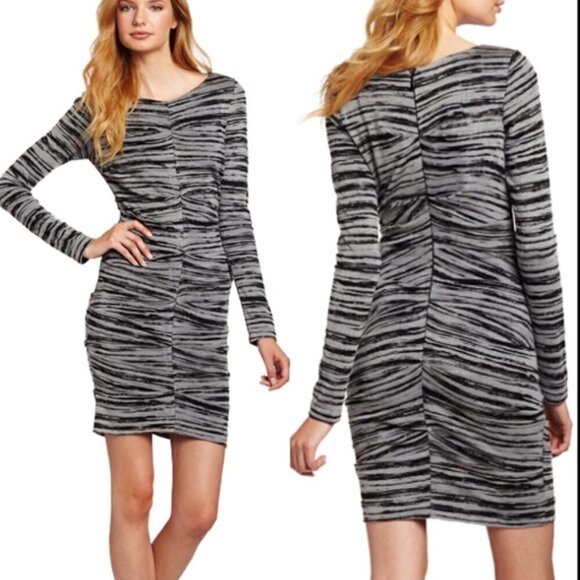 Artelier Nicole Miller Scratch Point Ruched Dress Size P - Picture 2 of 5